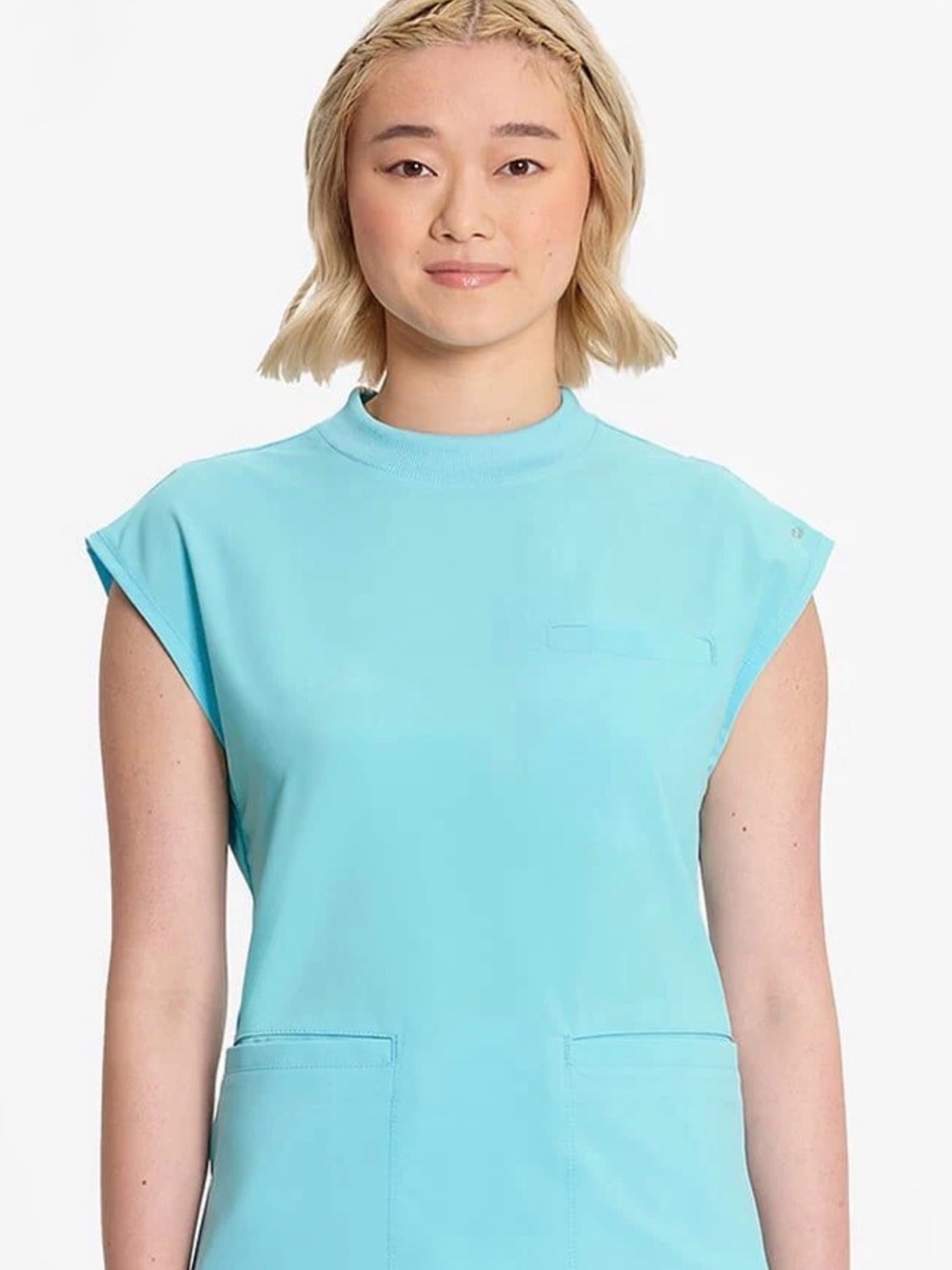 Infinity Light Blue Mock Neck Scrub Top Size Large